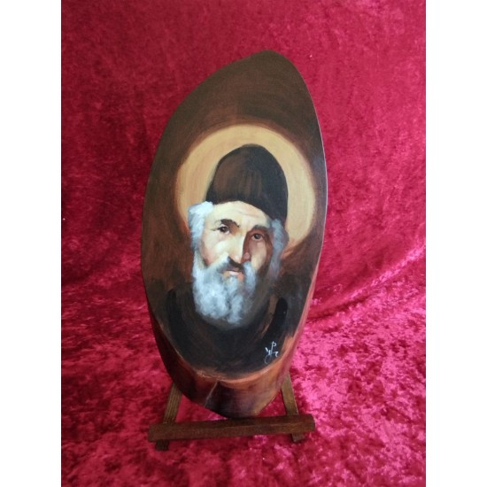 Αγιος Παισιος σε ακανονιστο  φυσικο ξυλο  