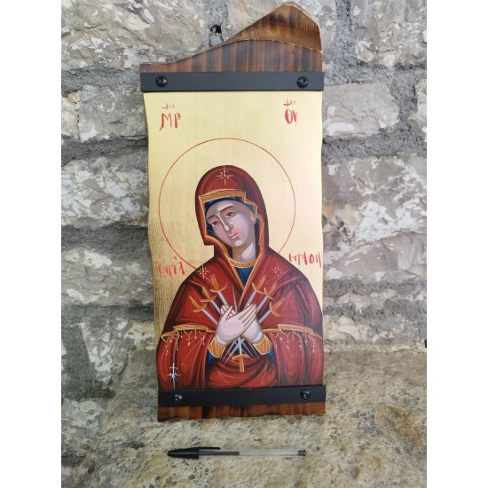 Παναγια η Επτάσπαθη σε φυσικό  ακανόνιστο ξύλο 