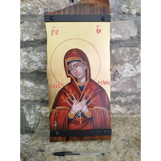 Παναγια η Επτάσπαθη σε φυσικό  ακανόνιστο ξύλο 