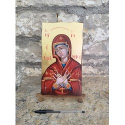 Παναγία Επτάσπαθη σε φυσικό ξύλο με καβαλετο 